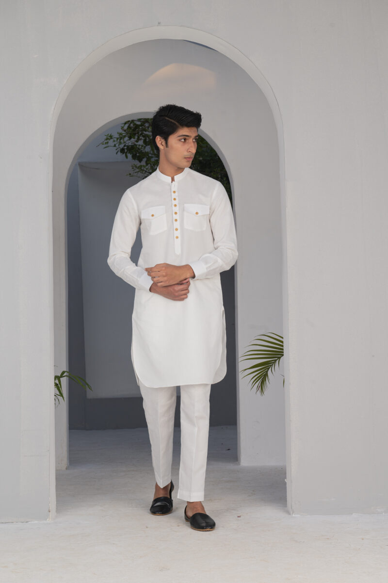Premium White Linen Kurta Pajama