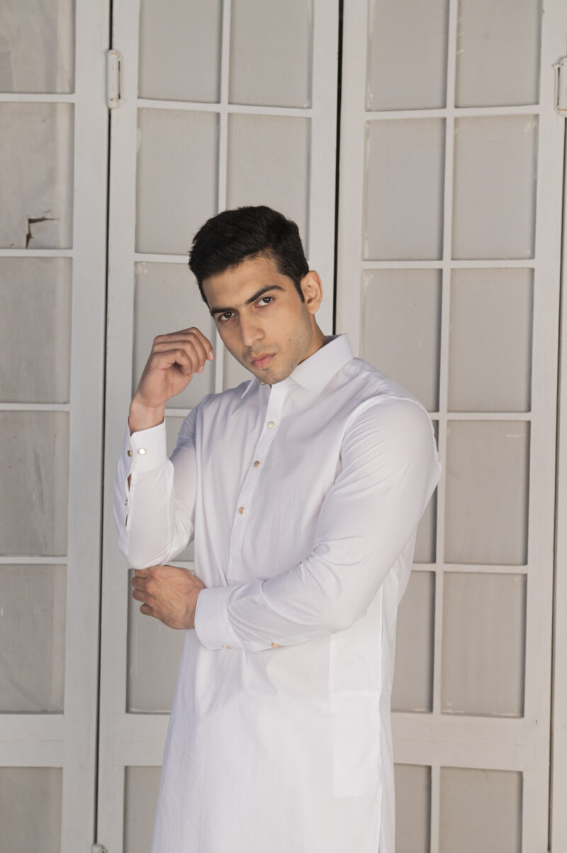 White Cotton Shalwar Kameez - Image 2