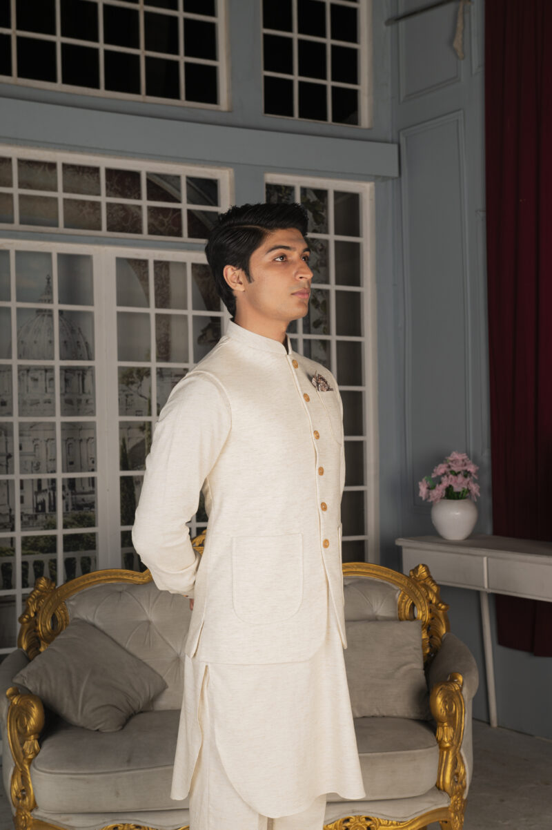 Ivory Linen Waistcoat - Image 2